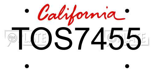 TOS7455 California License Plate