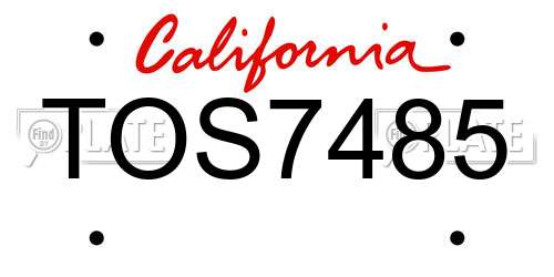 TOS7485 California License Plate