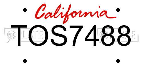 TOS7488 California License Plate