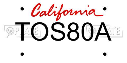 TOS80A California License Plate