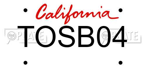 TOSB04 California License Plate