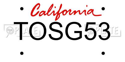 TOSG53 California License Plate