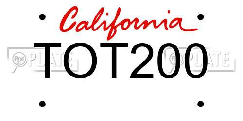 TOT200 California License Plate