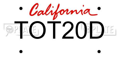 TOT20D California License Plate