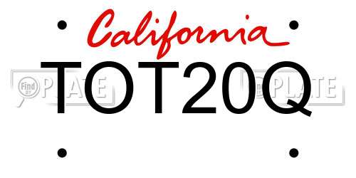 TOT20Q California License Plate
