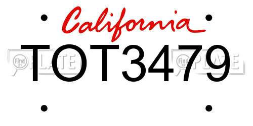 TOT3479 California License Plate