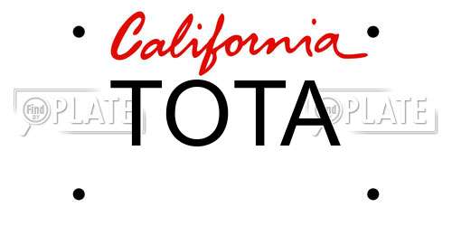 TOTA California License Plate