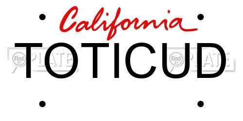 TOTICUD California License Plate