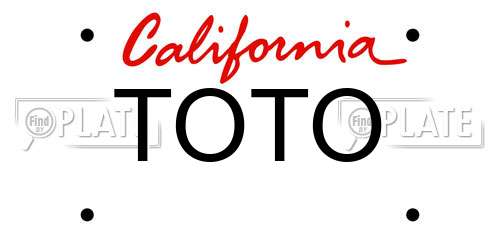 TOTO California License Plate