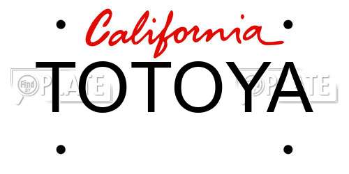 TOTOYA California License Plate