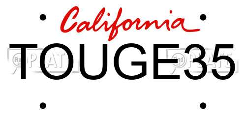 TOUGE35 California License Plate