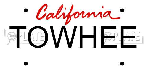 TOWHEE California License Plate