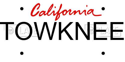 TOWKNEE California License Plate