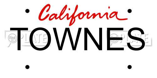 TOWNES California License Plate
