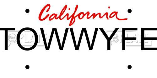 TOWWYFE California License Plate