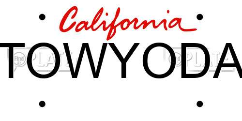 TOWYODA California License Plate