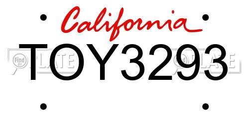 TOY3293 California License Plate