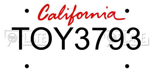 TOY3793 California License Plate
