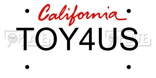 TOY4US California License Plate