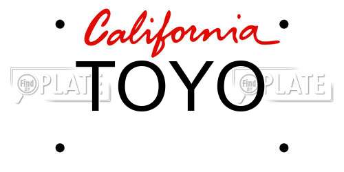 TOYO California License Plate
