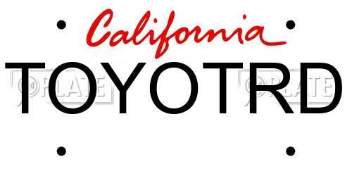 TOYOTRD California License Plate