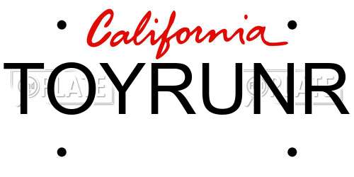 TOYRUNR California License Plate
