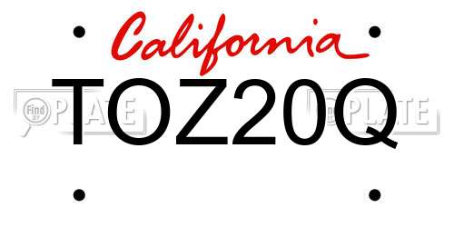 TOZ20Q California License Plate