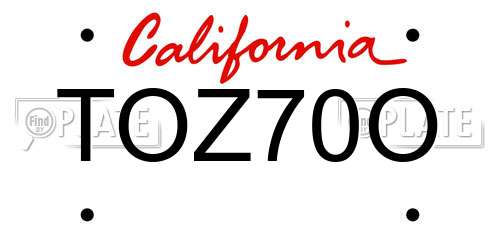 TOZ70O California License Plate