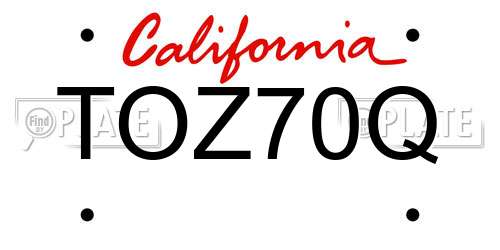 TOZ70Q California License Plate