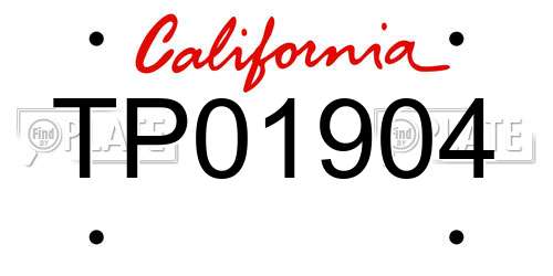 TP01904 California License Plate