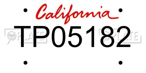TP05182 California License Plate
