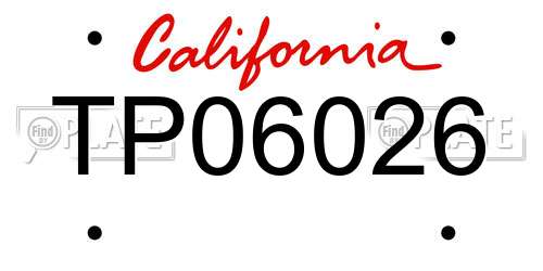 TP06026 California License Plate