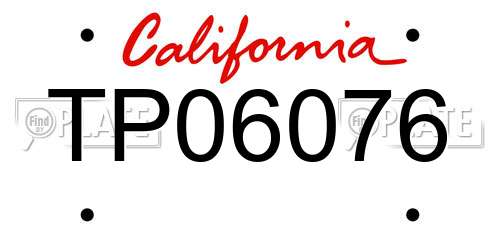 TP06076 California License Plate
