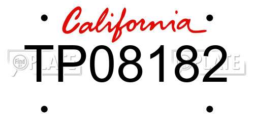 TP08182 California License Plate