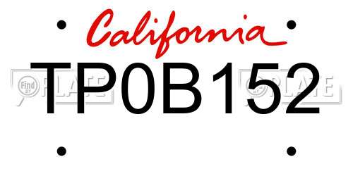 TP0B152 California License Plate