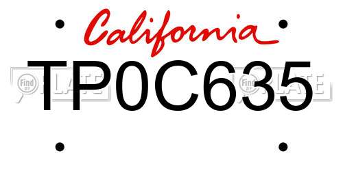 TP0C635 California License Plate