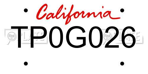 TP0G026 California License Plate