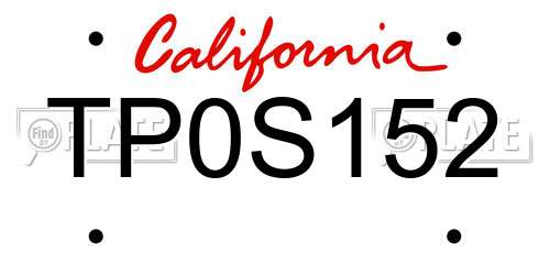 TP0S152 California License Plate