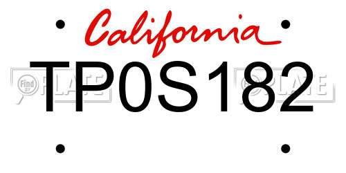 TP0S182 California License Plate