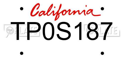 TP0S187 California License Plate