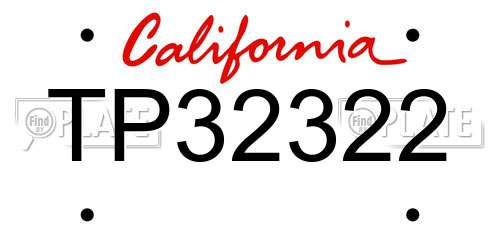 TP32322 California License Plate