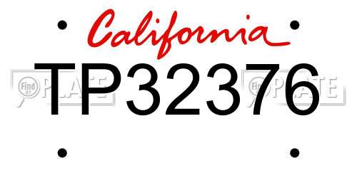 TP32376 California License Plate
