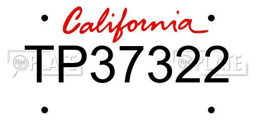 TP37322 California License Plate