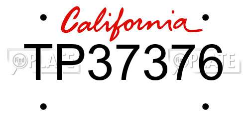 TP37376 California License Plate