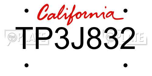 TP3J832 California License Plate