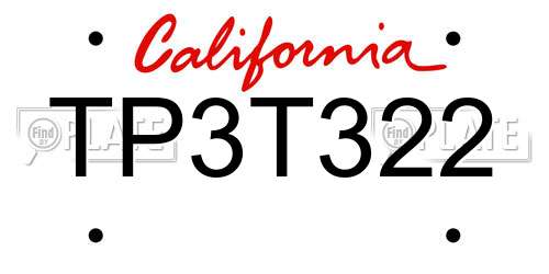 TP3T322 California License Plate