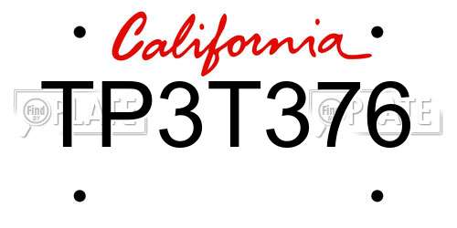 TP3T376 California License Plate