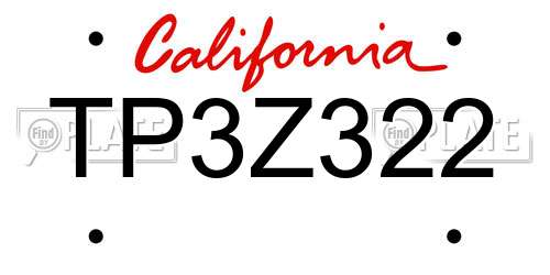 TP3Z322 California License Plate