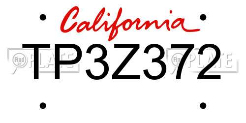 TP3Z372 California License Plate