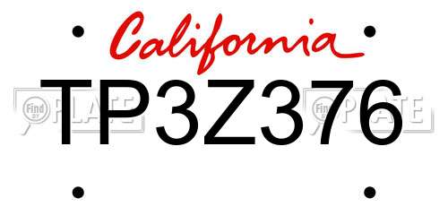 TP3Z376 California License Plate